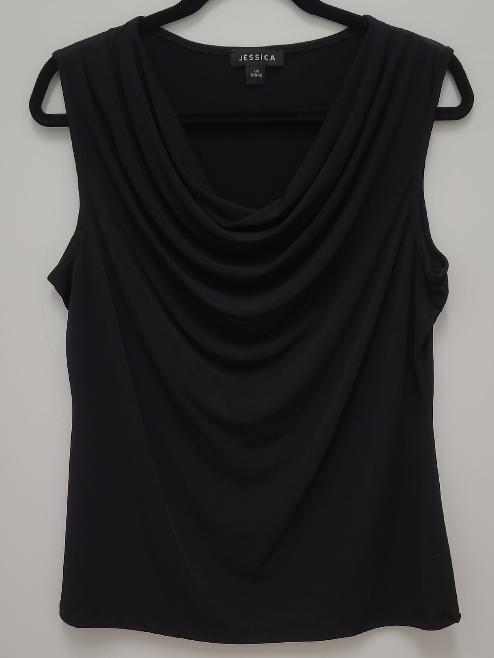 Jessica Black Draped Cowl Neck Sleeveless Camisole